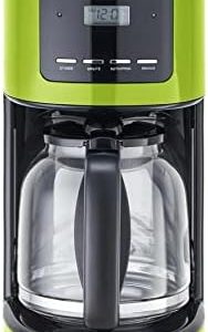 KHG Kaffeemaschine KA-184 (L) in Grün, 12 Tassen, 1,5L, 900W, Abschaltautomatik, Permanentfilter, Glaskanne und Filterhalter spülmaschinengeeignet, Timer-Funktion, LCD-Display, Tropfstopp