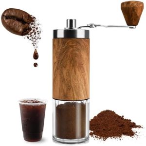 Kaffeemühle Hand, Kaffeemühle Manuell Kegelmahlwerk, Coffee Grinder Kaffeemühle Manuell und stufenlosem Keramikmahlwerk, Bequem und Arbeitssparend