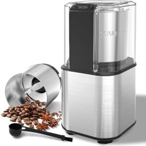OMISOON Kaffeemühle Elektrisch, Gewürzmühle mit Abnehmbarer Edelstahlbehälter, Füllmenge 60 g, 150W Elektrische kaffeemühle für kaffeebohnen, Nüsse, Gewürze,Getreide