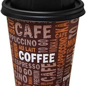Gastro-Bedarf-Gutheil Kaffeebecher Pappe 300ml / 12oz Pappbecher Einwegbecher EINWEG Coffee to go 0,3 L Top Becher mit schwarzen Deckel (100, 300ml)