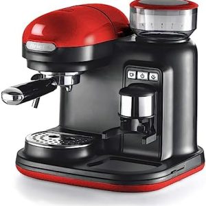 Ariete 1318 Espresso Moderna, Kaffeemaschine mit Mahlwerk, 920 W, 15 bar, 1/2 Tassen, Cappuccinomaschine, Rot