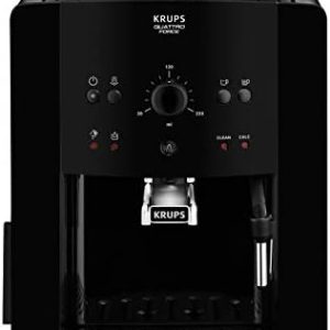 Krups EA8110 Arabica Quattro Force Kaffeevollautomat | 1450 Watt | Wassertankkapazität: 1,8 Liter | Pumpendruck: 15 Bar | 3 Temperaturen und 3 Mahleinstellungen | elegantes Design | Schwarz