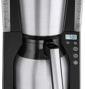 Melitta LOOK Therm Timer - Kaffeemaschine mit Timer, Filterkaffeemaschine mit Thermokanne aus Edelstahl, für bis zu 10 Tassen Kaffee, schwarz