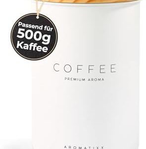 AROMATIXX Kaffeedose luftdicht 500g aus Edelstahl mit Holzdeckel, Kaffeebohnen Behälter, Kaffeekapseln Aufbewahrung, Kaffeepads Aufbewahrung, Kaffeedose für gemahlenen Kaffee und Kaffeebohnen