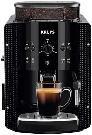 Krups EA8108 fully automatic coffee machine (automatic cleaning, 2-cup function, milk system with CappucinoPlus nozzle, 15 bar, coffee machine, espresso, coffee machine) black